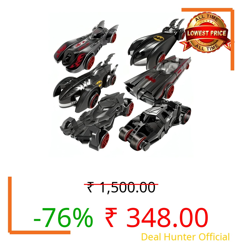 Umadiya® Black Super Hero Mini Metal Die Cast Car Set of 6, Free Wheel Push & Go Vehicles, Racing Cars Play Set for Cake Decorations Topper Adventures, Movie Vehicles Car for Kids (Bat 6pc)