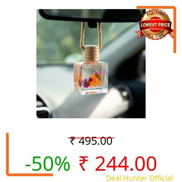 Hello Handmade Alcohol Free Car Perfume Hanging Car Air Diffuser 15 ML Natural Essential Fragrance Oils in Glass Bottle Lasts Upto 90 Days (Lavender Ember (Notes : Lavender Tobacco))
