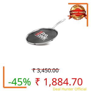 Milton Pro Cook Induction Cookware & Gas Stove Friendly Triply Stainless Steel Hexa Tech Omni Tawa 28cm | 3.5mm Thick | Greblon C3+ Coating Non Stick Dosa Tawa | PFOA-Free | Sturdy Handle |3Y Warranty
