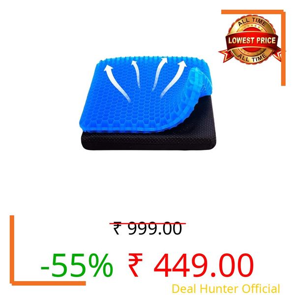Braozaiw Soft Sitter Cushion,Honeycomb Double Thick Gel Seat cushion with Anti-Slip Cushion Cover,Cooling Chair Cushion Egg Chair Cushion For Home Office Car, Wheelchair (42 x 36 Cm)
