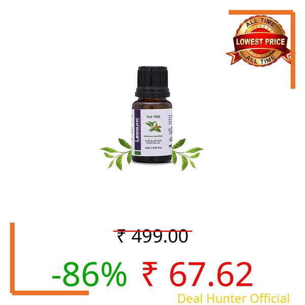 Lexauric Tea Tree Essential Oil (10ml) - 100% Pure & Natural Therapeutic Grade Oil for Acne, Scalp Care, Skin & Hair | Antibacterial, Antifungal Aromatherapy Oil for Diffuser & Massage