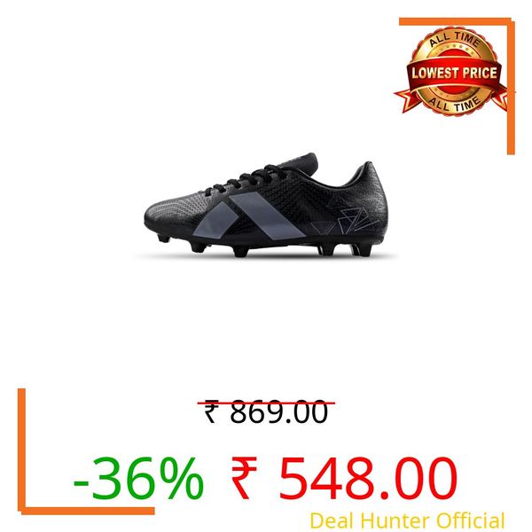 Nivia Carbonite 7.0 Football Stud for Men, TPU Sole with Synthetic Leather Upper, Die Cut Lightweight Insole, Ideal for Soft and Hard Grassy Ground Surfaces- UK08(Black)
