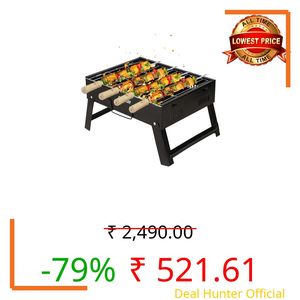 Chefman Mini Portable Table Top Charcoal Barbeque Grill for Outdoor Cooking, Featuring Foldable Legs, Removable Grill, and 4 Skewers, Perfect for Camping, Tailgating, Picnics, and Backyard Barbecues