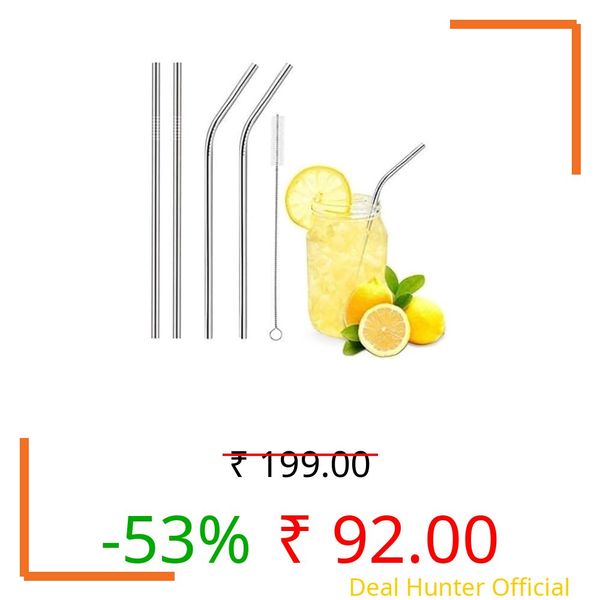 Stewit® Reusable Stainless Steel Straws for Drinking with Brushes 8.5 Inches BPA-Free Metal, Thick, Long (2 Bent + 2 Straight +1 Brush)