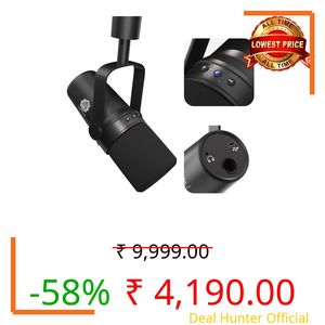 DIGIMORE Dynamic Podcast Microphone | USB/XLR Microphone kit for Streaming & Gaming | 24-Bit/192kHz Chip | Built-in Headphone Output | Mute Button, Gain Button (D-490)