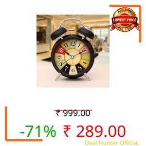 AERYS Vintage Twin Bell Alarm Clock with 1 Year Warranty, Night LED Light, Extra Loud Heavy Ringer, Table Clock for Students and Kids Home,Office,Bedroom,Living Room,Home Decor (Black Rainbow Clock)
