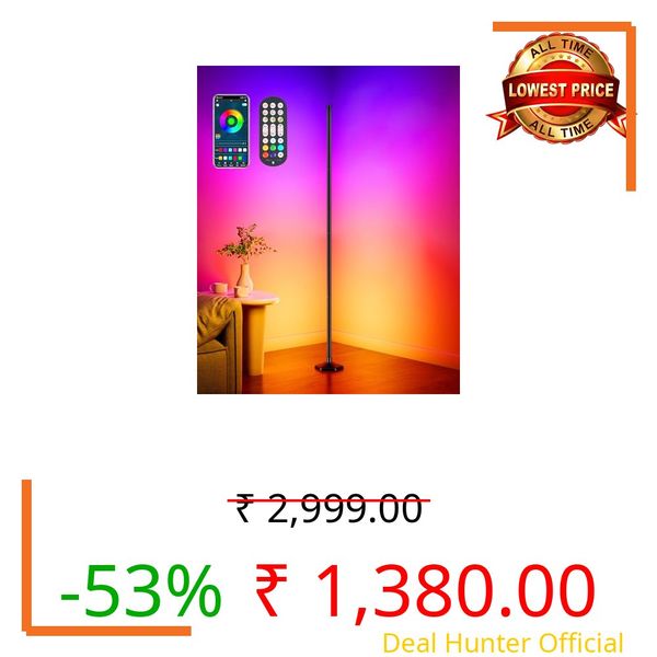 JarryStart Led Corner Lamp, 65" Color Changing Corner Lamp with Remote Control, Rgb Dimmable Music Sync Floor Lamp, Modern Smart Floor Lamp
