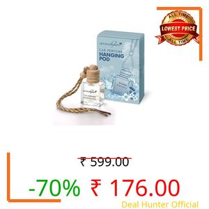 Aromahpure Premium Car Perfume Hanging Pod |10 ML | Icy Blast Fragrance Car Air Freshener | Natural Essential Fragrance Oils in Glass Bottle with Wooden Diffuser Lid | Long Lasting upto 30 days