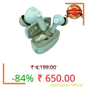 ZEBRONICS PODS 141 in Ear Wireless Earbuds, Upto 35 Hrs Backup, Dual EQ, Quad MIC ENC, 10mm Bass Drivers, Rapid Charging, Bluetooth, Dual Pairing, Flash Connect, Low Latency Gaming (Green)