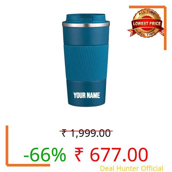 Wosta Personalized Coffee Mug with Double Wall Vacuum Insulated, Monogrammed Travel Tumbler for Him, Custom Cups, Unique Birthday Christmas Gifts for Men who Have Everything (Blue, 380 Ml)