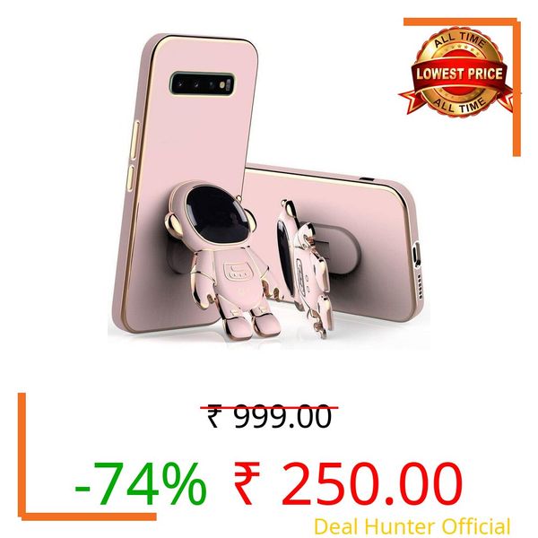 Erams Online Silicone for Samsung Galaxy S10 Plus Case Cute 3D Astronaut Stand Design Camera Protection Shockproof Soft Back Cover for Samsung Galaxy S10 Plus (Pink)