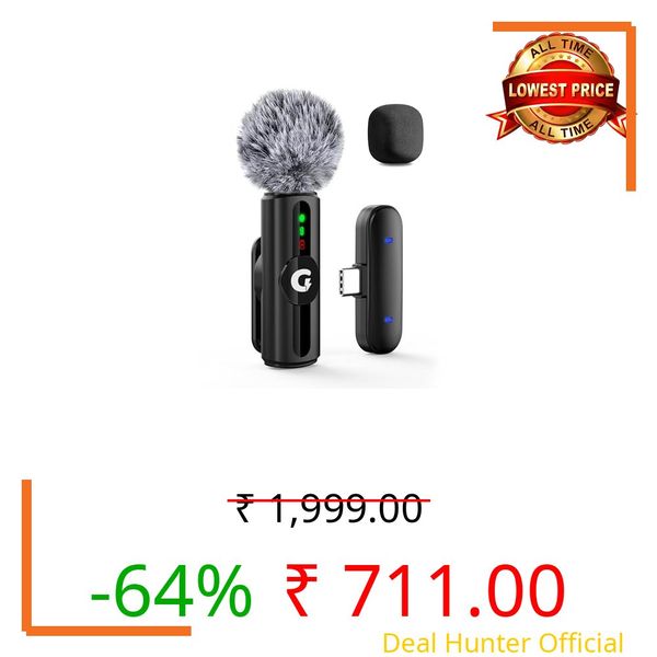 GRENARO Mic for YouTube Wireless, 3-Level Adjustable Noise Reduction Mic Wireless,S12 Wireless Microphone for Youtubers with LED Indicator Light (Single Channel Type-C Port Version)
