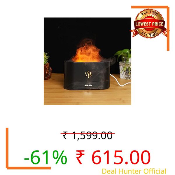 REIL RAID Aromatherapy Flame Light Quiet Mist Humidifiers Aroma Air Diffusers with Auto Shut-Off Protection Mini Flame Light Humidifier Atomization Auto Shut Off Night Light USB Humidifier