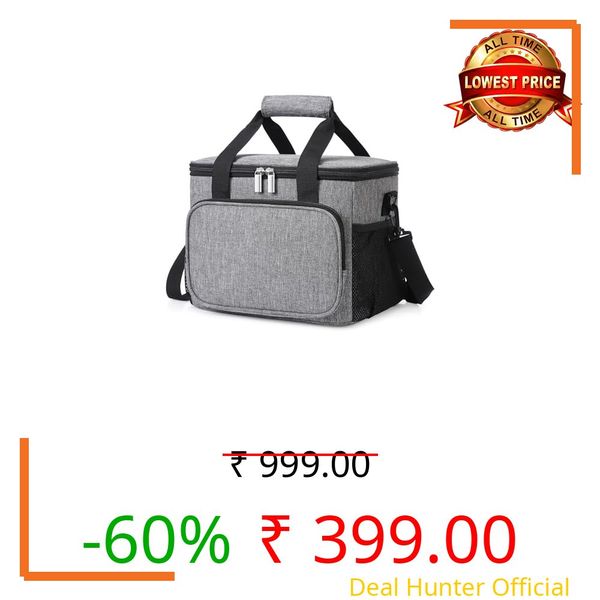 SALEPUSH Insulated Lunch Bag | Tiffin Storage Bag Leakproof, Lightweight Thermal Lunch Bag for Office, School, Travel | Tiffin Carry Bag Hot & Cold | for Mens, Women (Grey, 8.5 Liter)(Small Size)