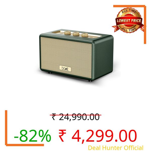 Boat New Launch Stone Opus, 80W Signature Sound, 12HRS Battery, Multilink Connectivity, Built-in Subwoofer, Premium Design, TWS, Bluetooth Speaker, Wireless Speaker, Portable Speaker (Sea Green)