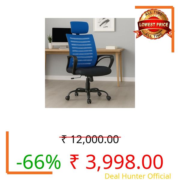 INNOWIN Mini Jazz Mesh High-Back Ergonomic Home Office Chair | 3-Years Limited Warranty Included | Tilting & Height Adjustable Mechanism, Heavy Duty Metal Base | Ideal for Office Work & Study (Blue)|
