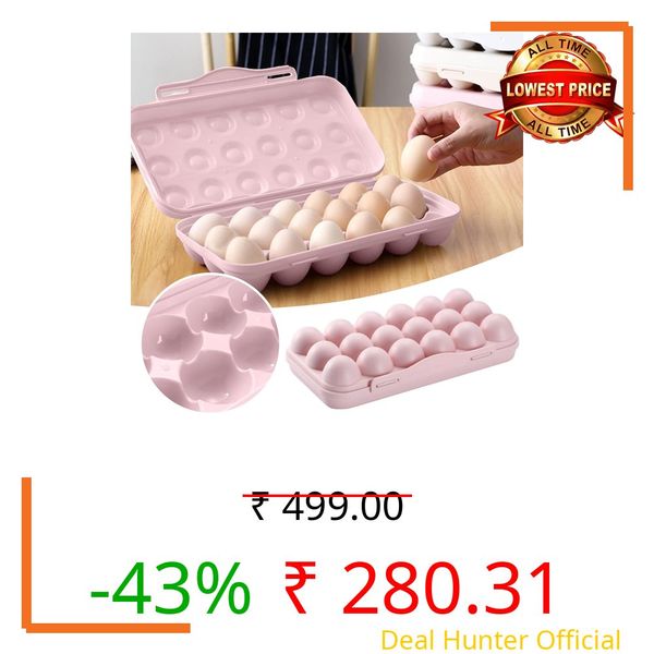 Egg tray box container egg storage holder for kitchen organizer fridge Freezer, Stackable Tray Organizer Storage home hotel Cases Double Layer Box Camping (Pink)