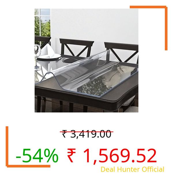 MR.CLEAR Slim Shield | India’s 1st & Only Antibacterial Table Cover | (51 x 36 Inches, 1mm) | 4 & 6 Seater Waterproof PVC Cloth | Office & Home Dining Tables Top Thick & Water Proof Clear Protector