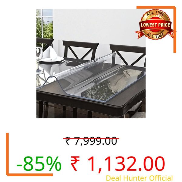MR.CLEAR Slim Shield | India’s 1st & Only Antibacterial Table Cover | (72 x 42 Inches, 1mm) | 4 & 6 Seater Waterproof PVC Cloth | Office & Home Dining Tables Top Thick & Water Proof Clear Protector