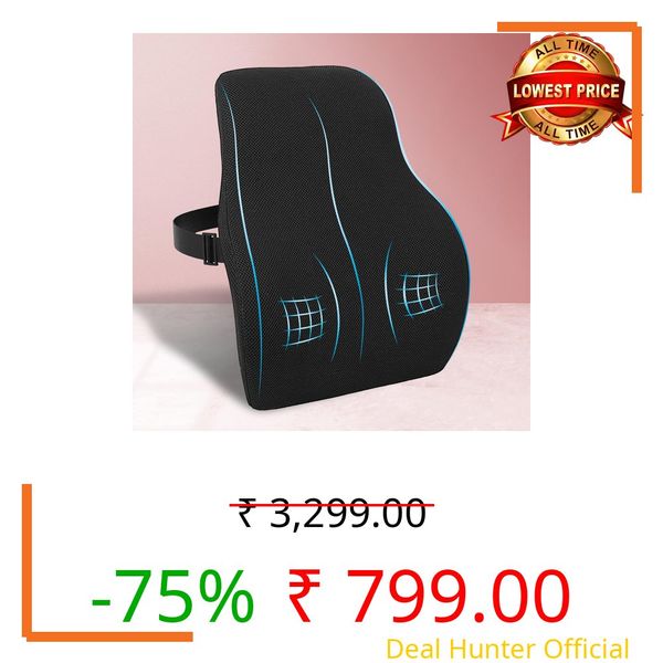 CRAFKEN Lumbar Support Backrest for Office Chair – Orthopedic Memory Foam Back Support Pillow for Back Pain Relief, Posture Corrector Cushion for Office Chair, Car Seat & Work from Home