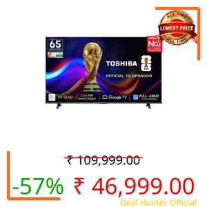 Toshiba 164 cm (65 Inches) 4K Ultra HD Smart QLED Google TV | Dolby Vision Atmos, HDR10+ | 2.1 CH 49W Powerful Speakers with Sub Woofer | VRR 120 Hz & Game Mode | REGZA Engine ZR | 65M550NP (Black)
