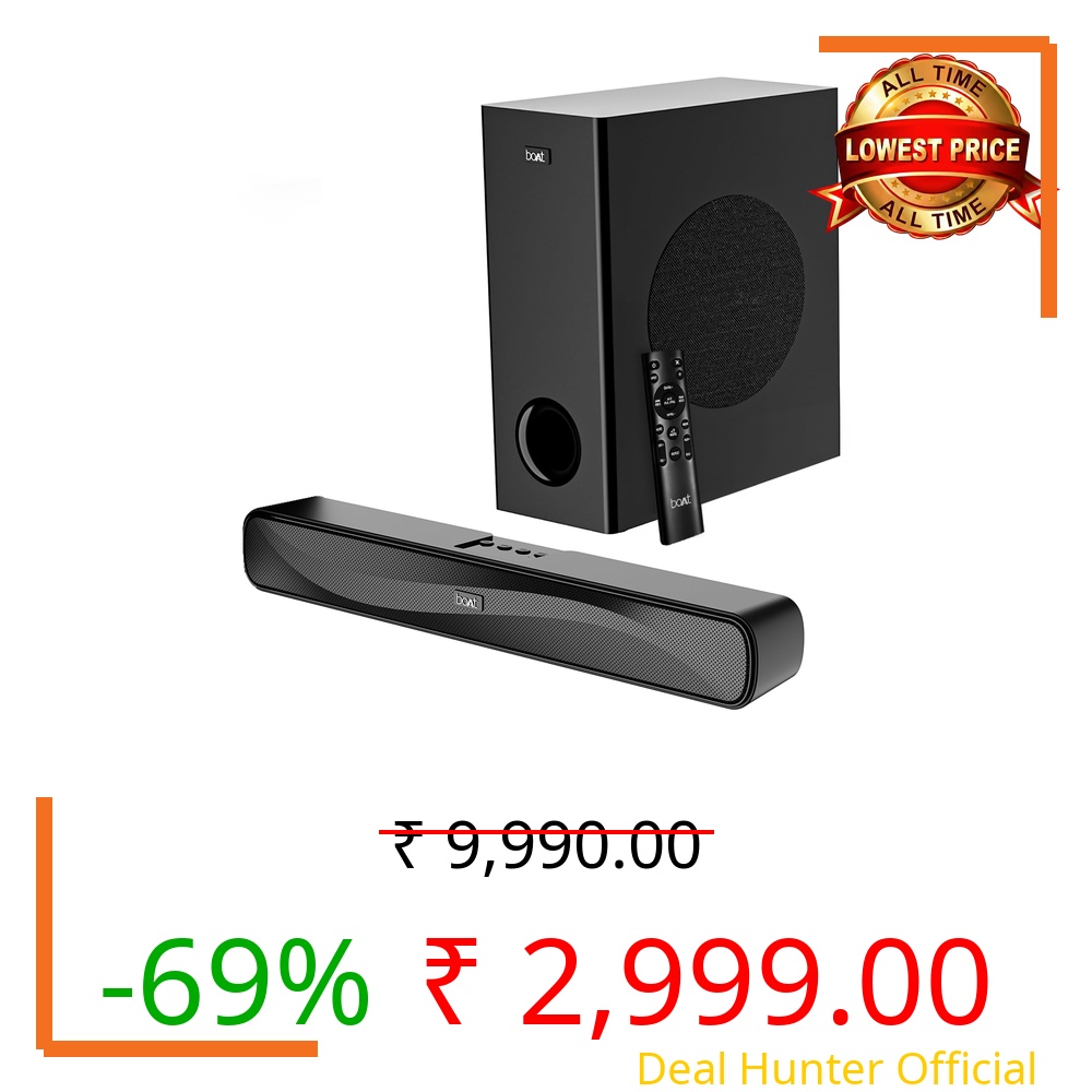 Boat Aavante Bar A1040 Bluetooth 2.1 Channel Soundbar with 50 W Signature Sound, Bluetooth v5.3, Multi-Compatibility & Master Remote Control (Premium Black)