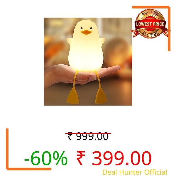 One94Store Rechargeable Silicone Duck Night Lamp – Touch-Control LED Light with Color-Changing Feature, Multicolor Nightlight for Kids' Bedroom Decor, Perfect Baby Gift