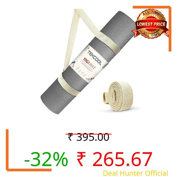 EsOyl TEKCOOL Ethylene Vinyl Acetate Yoga Mat - Grey, 4mm Thick, Anti-Slip, Sweat Resistant, For Men, Women & Kids