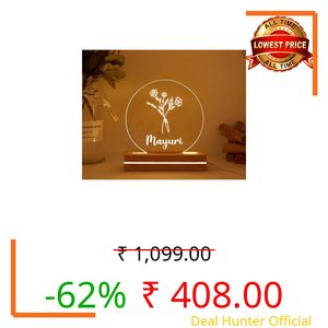 THE GRANDEUR Acrylic Customised Led Lamp, Gift Items for Women, Men, Birthday Gift Girlfriend, Kids, Friend, Return Gift Kids Birthday, Personalised Gift Girls Boys (Design 1), White