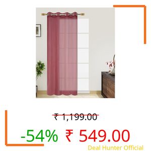 FRESH FROM LOOM Sheer Curtains 12 Feet Long | Premium Screens & Parde for Door & Window | Transparent net Curtain | Non – Blackout Light Filtering (Maroon |1pc Only | 12ft)