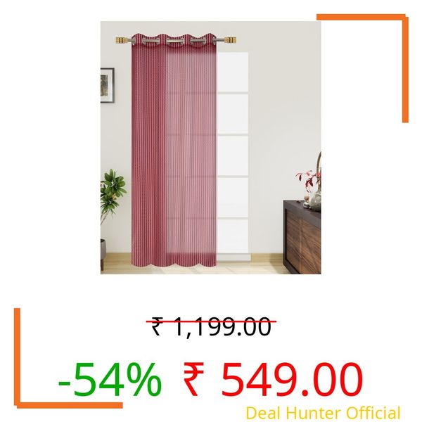 FRESH FROM LOOM Sheer Curtains 12 Feet Long | Premium Screens & Parde for Door & Window | Transparent net Curtain | Non – Blackout Light Filtering (Maroon |1pc Only | 12ft)