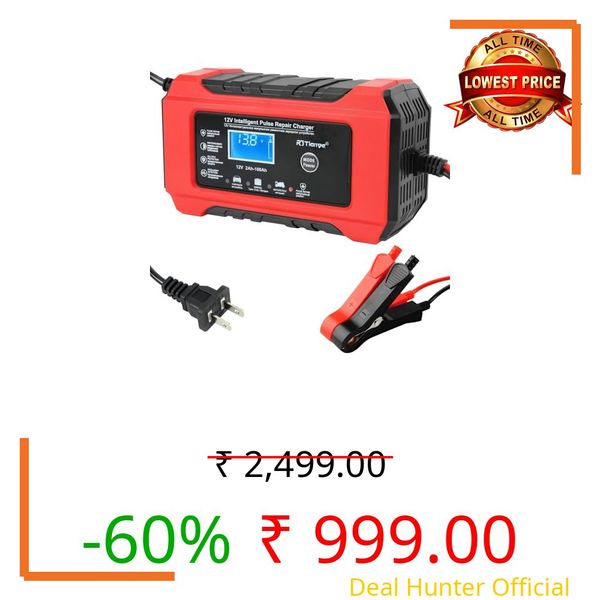 JESTMOTOR 6-Amp Battery Charger, 12V 24V Automatic Smart Car Charger, Battery Maintainer Trickle Charger and Battery Desulfator with Temperature Compensation