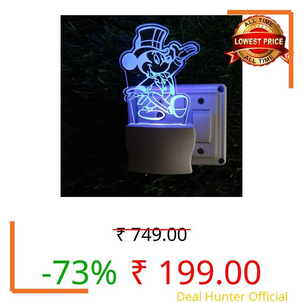 GREECHO Krishna 3D Optical Illusion Acrylic Night Lamp, 7 Colors RGB Auto Colour Changing LED Plug and Play Night Light, Office Light, Best for Gift - Pack of 1 (SD010) (SD0030)