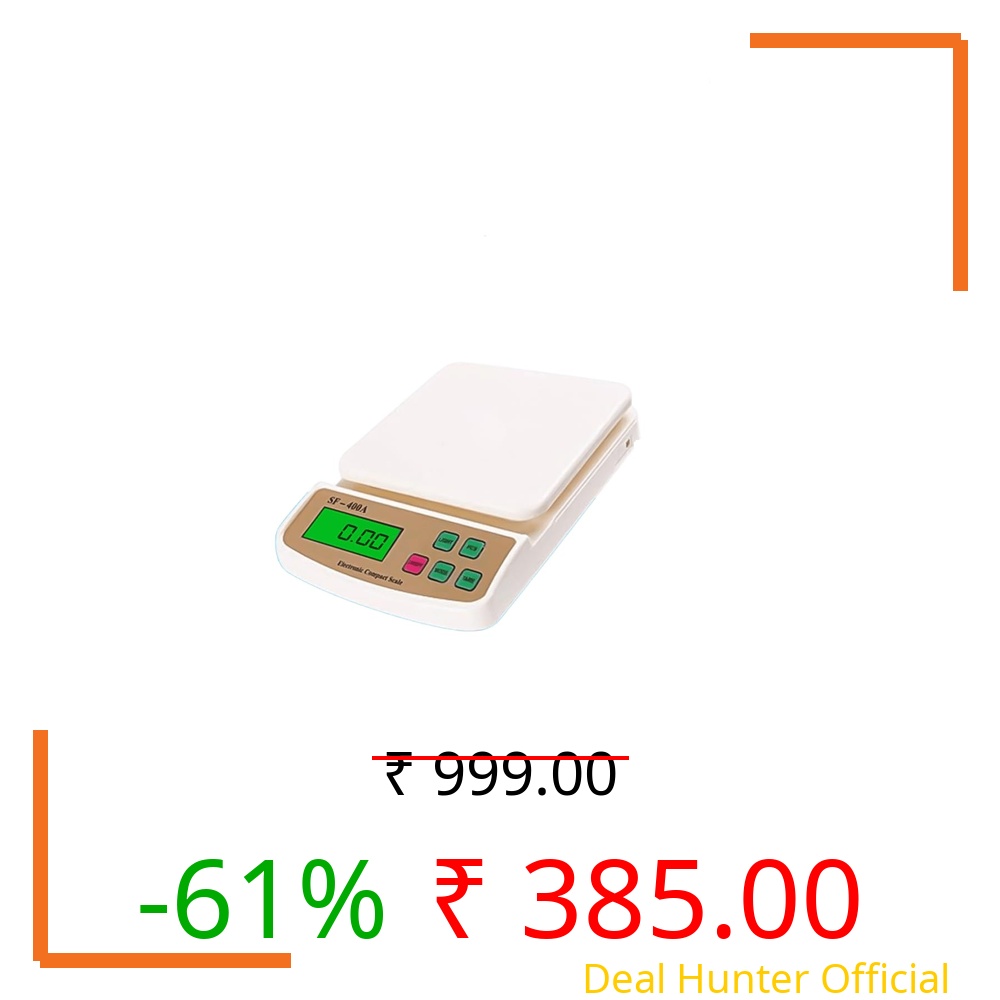 ATOM Digital Kitchen Food Weighing Scale For Healthy Living, Home Baking, Cooking, Fitness & Balanced Diet. | Digital Display 10Kg x 1gms with 2 Batteries Included, SF400A/A 122, Color May vary