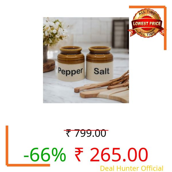 The Decor Lane Salt Pepper Set for Dining Table & Kitchen | Ceramic Salt and Pepper Shakers, Salt Pepper Dispenser, Container, Sprinkler | Home | Cafe | Office - 60 ML (1 Text Set)