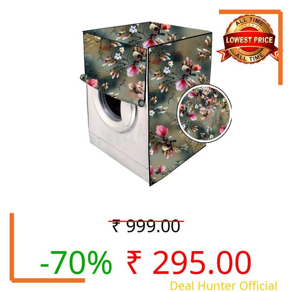 MAHAL CREATION Front Load Washing Machine Cover Suitable For Samsung 6Kg, 6.5Kg, 7Kg, 7.5Kg, 8Kg, 9Kg, Size (66L X 60D X 81H) cm, Waterproof & Dustproof Washing Machine Cover, Green.