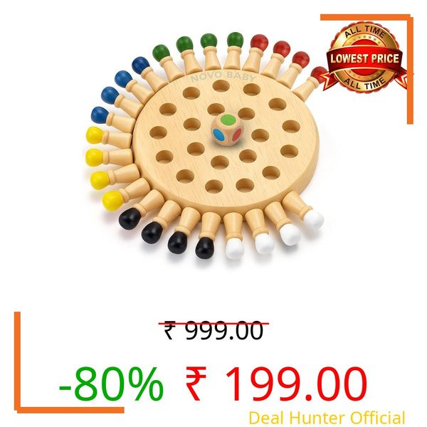 Novo Baby Wooden Memory Chess for Kids 2–5 Years | Montessori Educational Board Game | Color Matching Stick Puzzle for Boys & Girls | Brain Training Age 3+