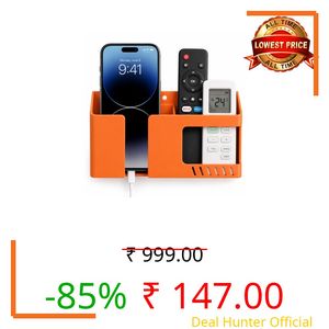 WALLVIEW TECH Wall Mobile Holder Multi-Purpose Stand for Wall Remote Holder & Smartphone Charging Stand for Charging Kitchen Organizer Rack Wall Mounted Useful Gadget-(Orange)