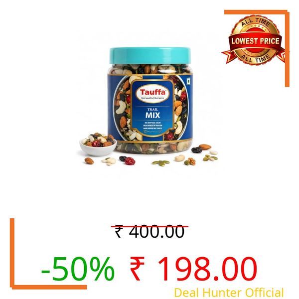 Tauffa Trail Mix 250g | Nuts, Seeds & Dried Fruits Blend | Healthy Snack with Almonds, Cashews, Raisins & Cranberries | Vegan