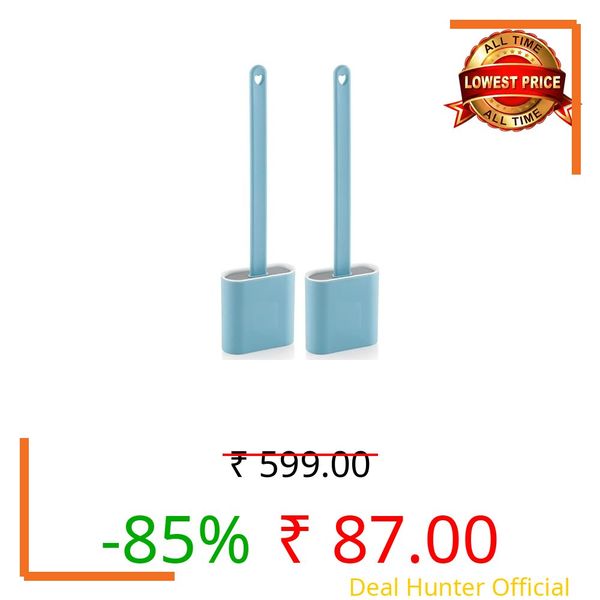 Zuku Toilet Cleaning Brush Bathroom Cleaning Accessories Toilet Brush with Holder Stand Silicon Toilet Brush Cleaner Commode Cleaning Brush Wall Mounted Bathroom Cleaning Accessories(Blue,Pack of 1)