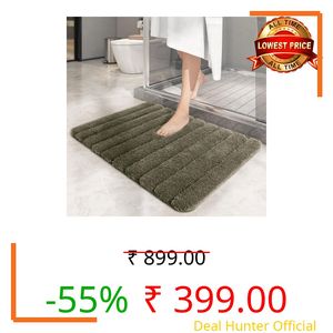 Luxe Home Toronto Bathmat Super Soft Microfiber Non-Slip Bathroom mat for Home (40x60 cm, Olive)