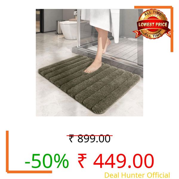 Luxe Home Toronto Bathmat Super Soft Microfiber Non-Slip Bathroom mat for Home (40x60 cm, Olive)