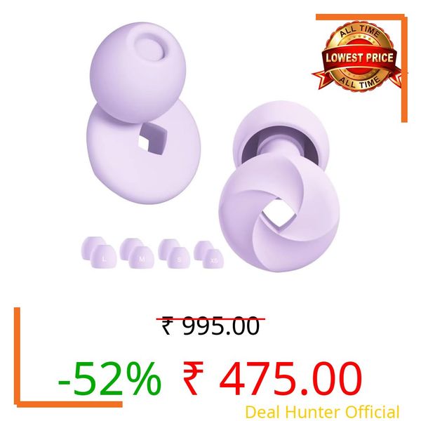 Onomie Loop Earplugs for Noise Reduction High Fidelity Ear Protection for Concerts, Work, Noise Reduction, Studying, Musicians, Motorcycles, Relaxation - SNR 33 Filter Sound Blocking - Reusable Flexible Earplugs for Sleep - Travel , 4 Ear Tips in XS,S,M, L (Purple, Free Size)
