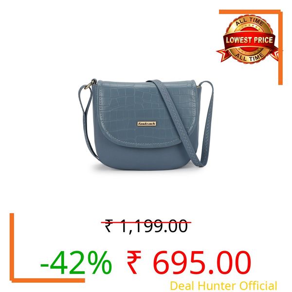 Fastrack Chic Croc Textured Sling Bag for Women, Girls and Ladies | with Non-Detachable Sling Strap & Button Closure