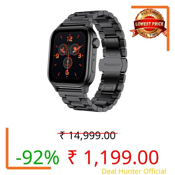 Fire-Boltt Rise Smart Watch 1.85″ with Bluetooth Calling, AI Voice Assistant, Rotating Crown, SpO2 & Heart Rate Monitor, 123 Sports Modes, IP67 Waterproof Metal Smartwatch for Men & Women - Black