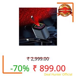 Starlight Retractable Car Charger with Retractable Cables, Starlight in Car Roof 4 in 1 Super Fast Car Phone Charger Grey