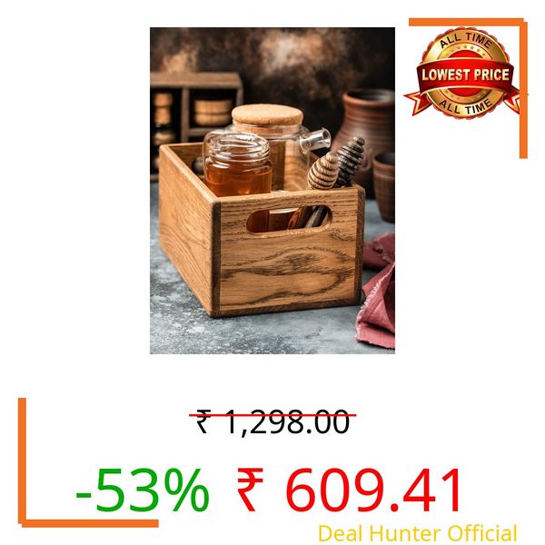 Insight Arts Nesting Wooden Crates, Wood Crate Box with Handle, Rustic Brown Decorative Wood Storage Crates Container, Stackable Cube Basket Bins Organizer for Home (Natural)