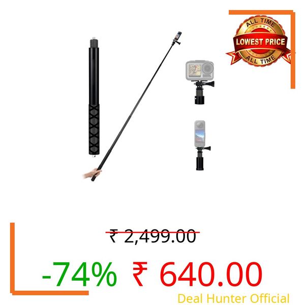 Zaxiva 150 cm Invisible Selfie Stick Carbon Fiber, Extendable Selfie Stick Extension for Insta360, for GoPro, DJI, Action Camera, Outdoor Hand Pole with Mountaineering Buckle, 1/4 Screw