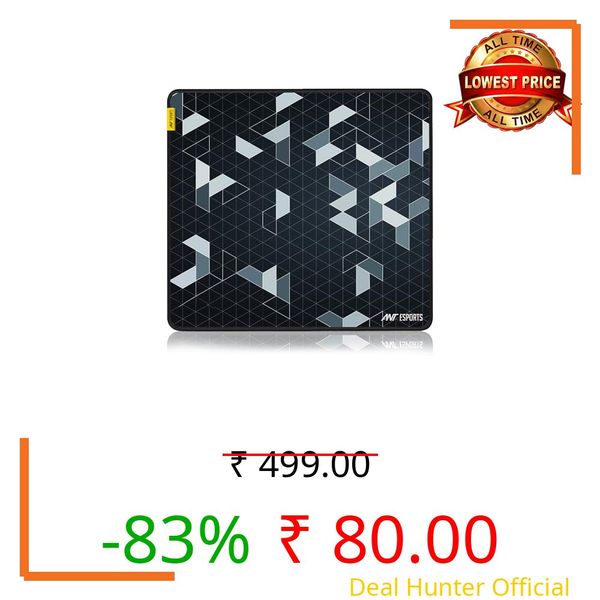 Ant Esports Prism Mouse Pad with Anti-fray Stitching, Waterproof Surface & Non-Slip Rubber Base with Stitched Edges Gaming Mouse Mat for Laptop, Compatible with Laser and Optical Mice – Black