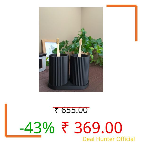 QUANTUM LEGENDS Plastic 3D Printed Minimalistic Toothbrush Holders for Bathroom, Multipurpose Storage Holder, Stand for Bathroom, Toothbrush Organizer for Family (Black)